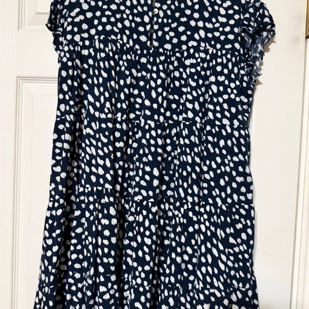 Entro Navy and White Patterned Dress